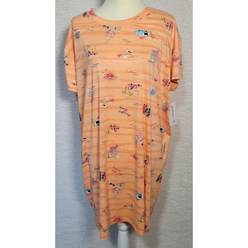 JOYSPUN Women's Sleep Shirt Size L/XL Knee Length Orange NEW NWT Beach 1726